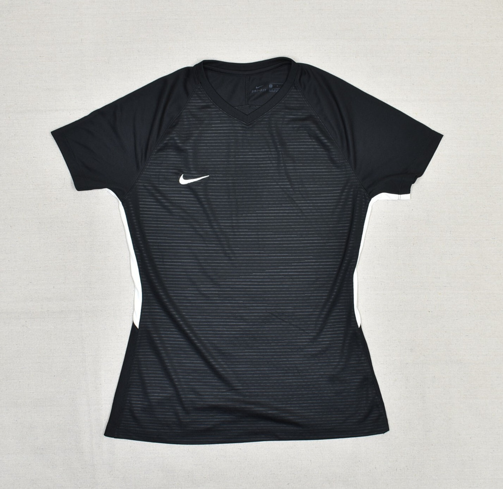 Nike Women Top Short Sleeve Polyester V Neck Black Size M Dri Fit Gym Workout - Picture 1 of 8